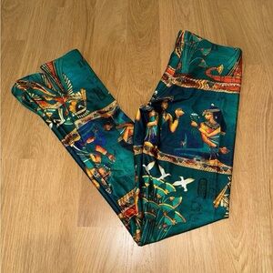 Blackmilk Teal and Multicolor Egyptian Print Leggings